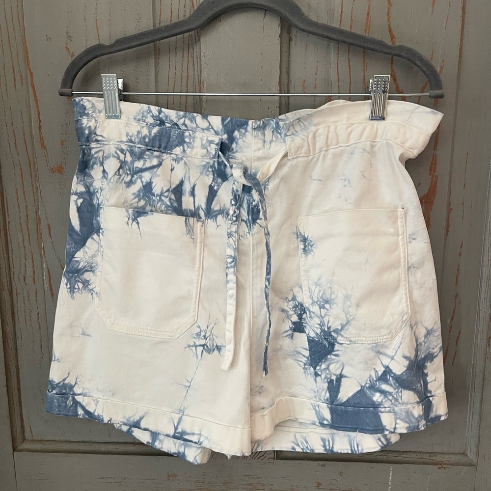 Zara Tye Dyed Blue and White Paper Bag Shorts